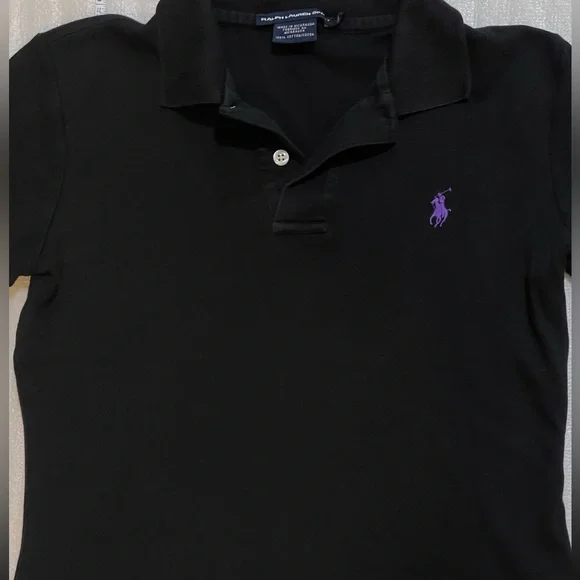 Ralph Lauren Sport Black Polo Shirt with Purple Accent Size Small - Picture 3 of 13